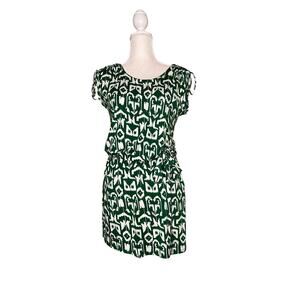 michael Michael Kors Women summer Dress tie Waist Size Small green white print